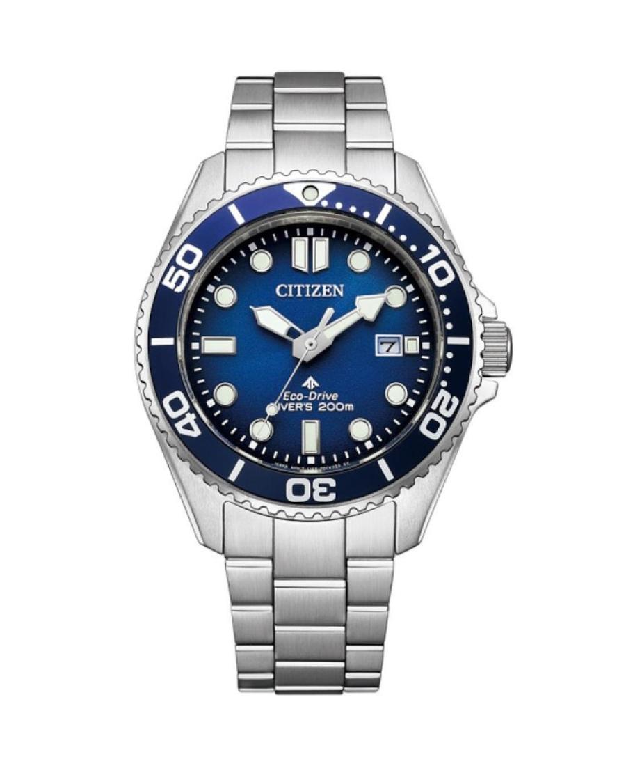 Men Diver Japan Eco-Drive Analog Watch CITIZEN BN0260-54L Modrá Dial 41mm