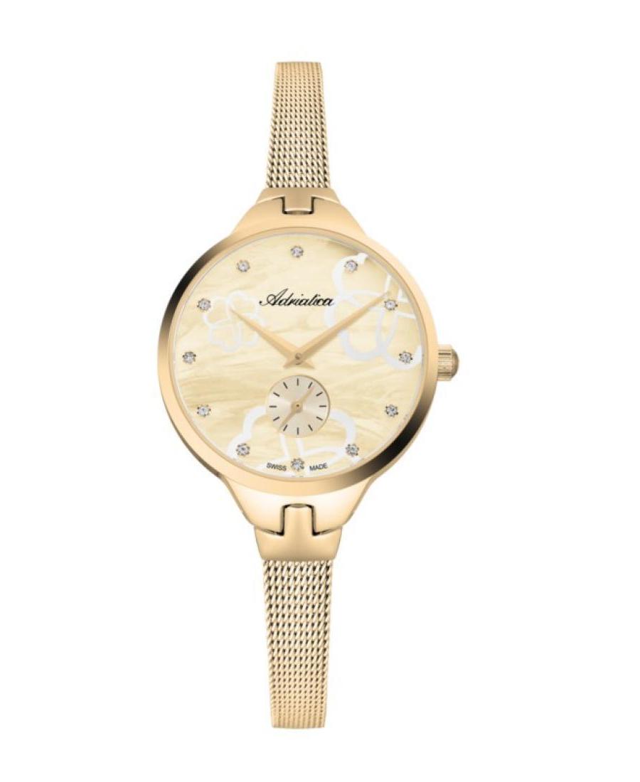 Moteriškas Classic Analog Swiss Kvarcinis Watch ADRIATICA Geltonas Dial 30mm A3719.114SQ