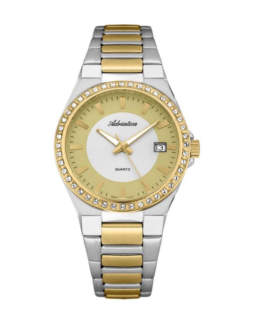 Women Classic Analog Swiss Quartz Watch ADRIATICA Gold color Dial 39.3mm A3804.2111QZ