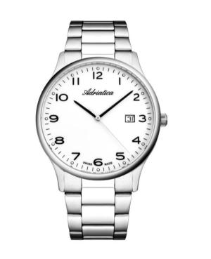 Men Classic Analog Swiss Quartz Watch ADRIATICA Silver Dial 41mm A1293.5123Q