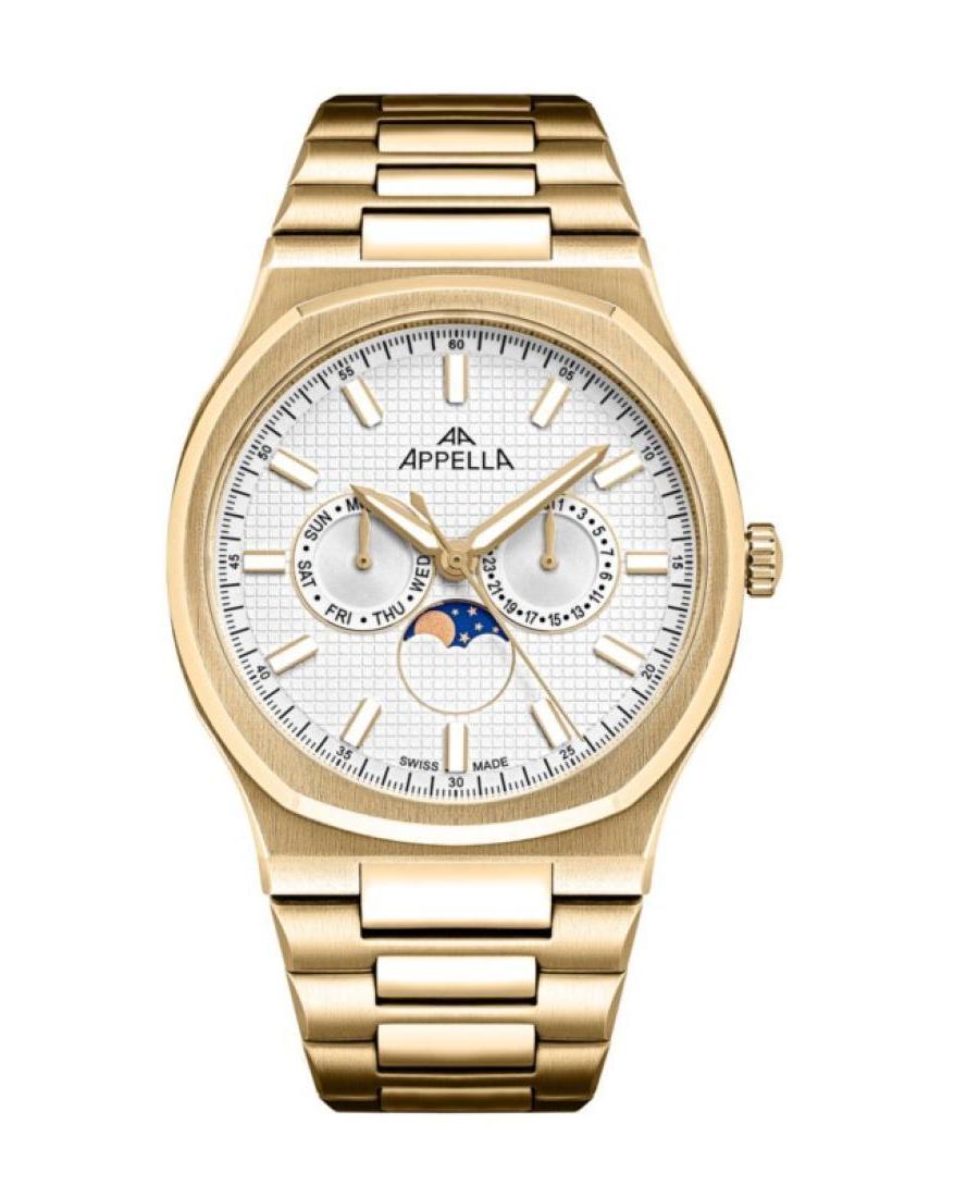 Men Classic Analog Swiss Quartz Watch APPELLA Silver Dial 43mm L12006.1113QF