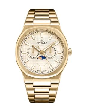 Mężczyźni Classic Analog Szwajcar kwarcowy Zegarek APPELLA Złoty kolor Wybierz 24mm L12006.1111QF