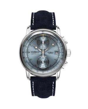 Men Quartz Analog Watch Chronograph ZEPPELIN 8670-4 Modrá Dial 42mm