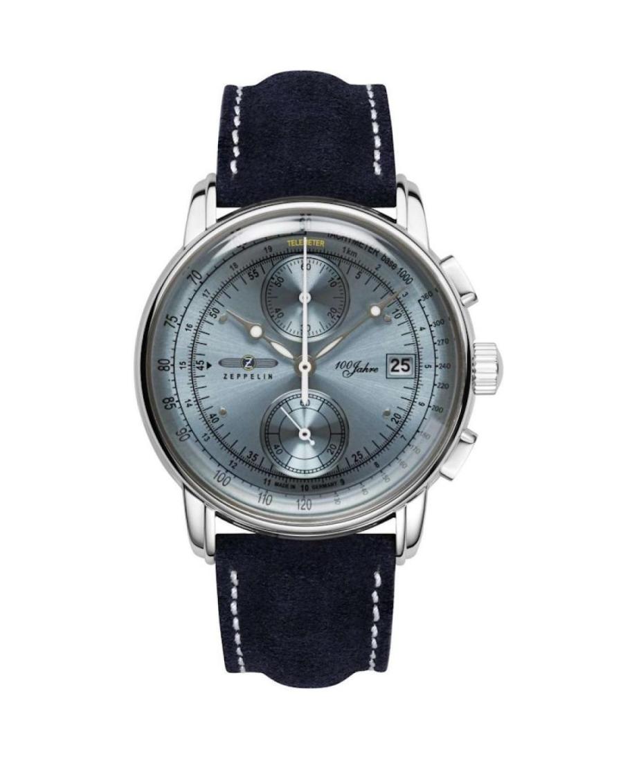 Men Quartz Analog Watch Chronograph ZEPPELIN 8670-4 Modrá Dial 42mm