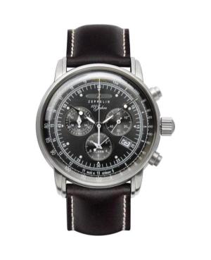 Men Quartz Analog Watch Chronograph ZEPPELIN 7680-2 Black Dial 42mm