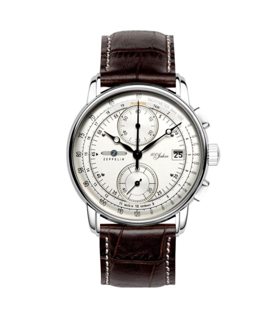 Men Quartz Analog Watch Chronograph ZEPPELIN 8670-1 Bílá Dial 42mm