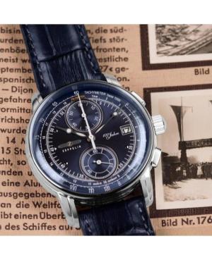 Men Quartz Analog Watch Chronograph ZEPPELIN 8670-3 Modrá Dial 42mm image 2