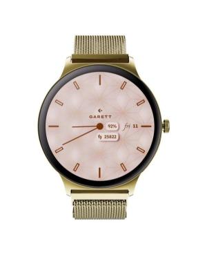Men Sports Functional Fashion Smart watch Quartz Digital Watch GARETT Verona 2 Glow Gold Mesh steel Schwarz Dial 43mm