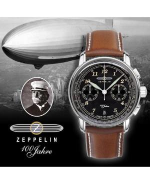 Men Quartz Analog Watch Chronograph ZEPPELIN 7674-3 Černá Dial 42mm image 4