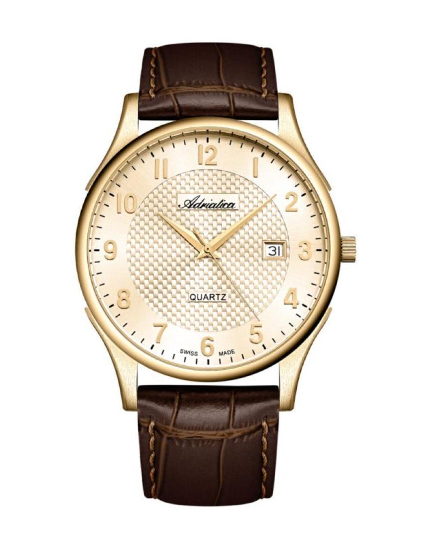 Men Classic Analog Swiss Quartz Watch ADRIATICA Gold color Dial 41mm A1246.1221Q