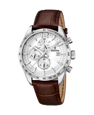 Мужские Fashion Кварцевые Аналоговый Часы Хронограф FESTINA F16760/1 Серебряного цвета Циферблат 43mm