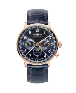 Men Classic Quartz Analog Watch ZEPPELIN 7038-3 Blue Dial 40mm