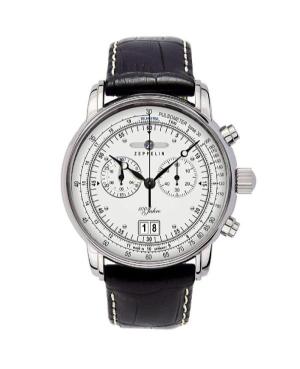 Men Quartz Analog Watch Chronograph ZEPPELIN 7690-1 Silver color Dial 42mm
