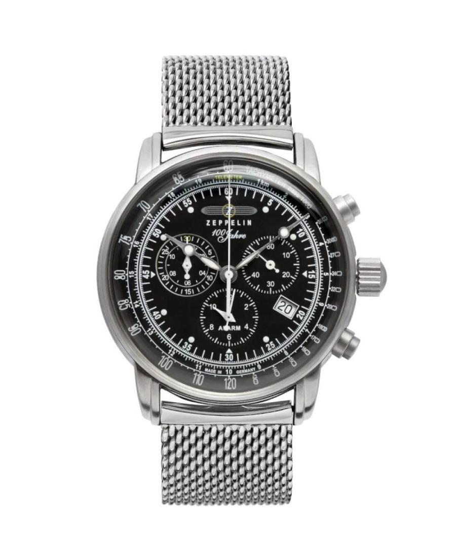Men Classic Quartz Analog Watch Chronograph ZEPPELIN 7680M-2 Silver color Dial 43mm