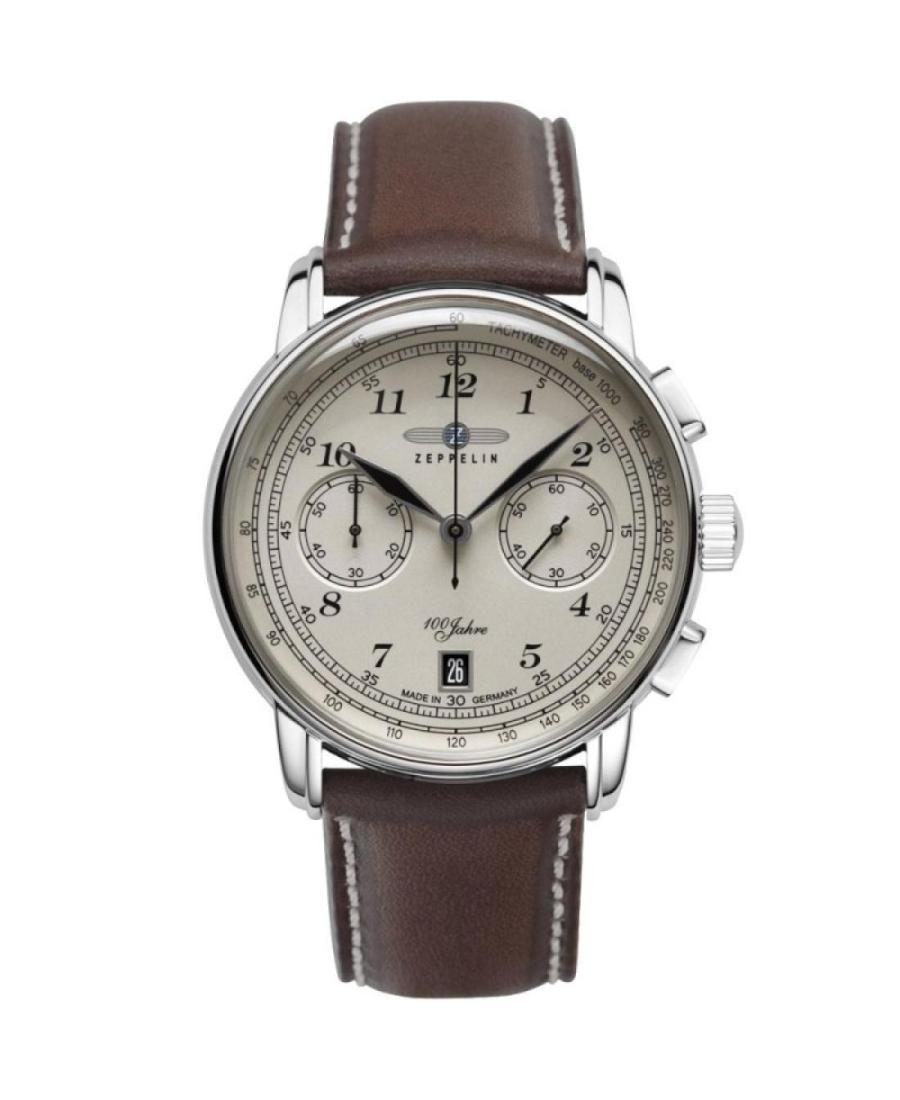 Mężczyźni kwarcowy analogowe Zegarek Chronograf ZEPPELIN 7674-6 Piasek Wybierz 42mm