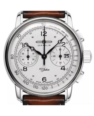 Men Quartz Analog Watch Chronograph ZEPPELIN 8676-1 Silver Dial 43mm image 7
