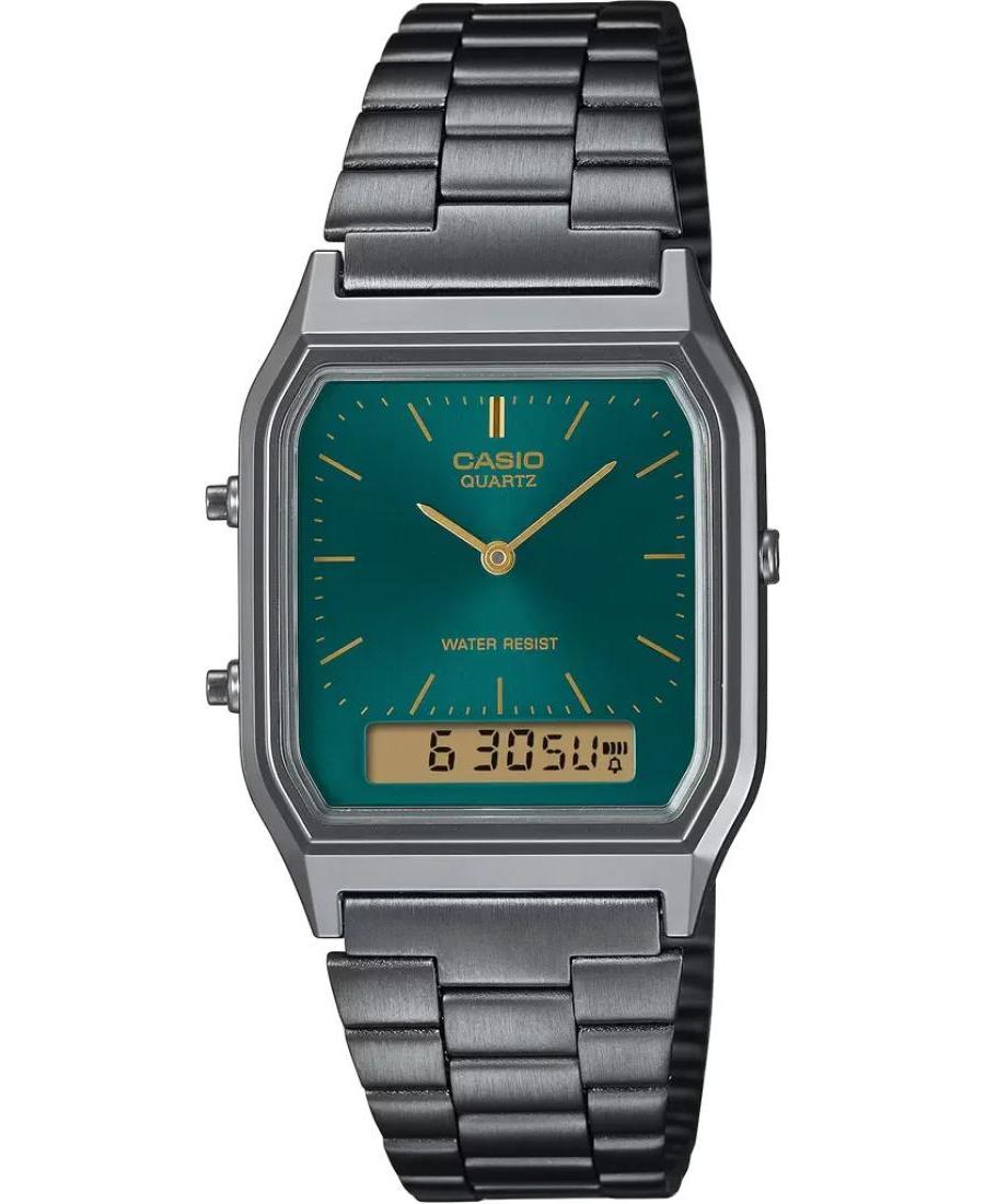 Women Functional Classic Japan Quartz Analog Watch Alarm CASIO AQ-230EGG-3AEF Green Dial 28mm