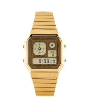 Men Functional Japan Quartz Digital Watch Alarm CASIO A130WEG-9AEF Gold color Dial