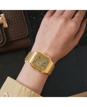 Women Functional Japan Quartz Digital Watch Timer CASIO A130WEG-9AEF Gold color Dial image 4