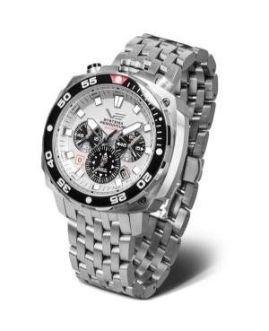 Vyriškas Sportinis Diver Kvarcinis Rodyklinis Watch Chronograph VOSTOK EUROPE VK67-650A722BRWH-LEBW Balta Dial 49.5mm
