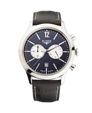 Men Klasické Quartz Analog Watch Chronograph ELYSEE ELS-18005 Modrá Dial 43mm