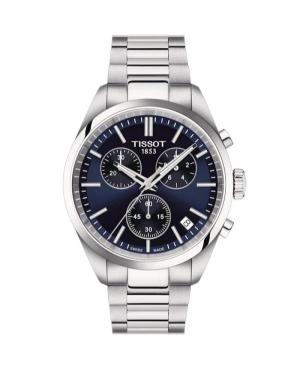 Men Klasické Swiss Quartz Analog Watch Chronograph TISSOT T150.417.11.041.00 Modrá Dial 40mm