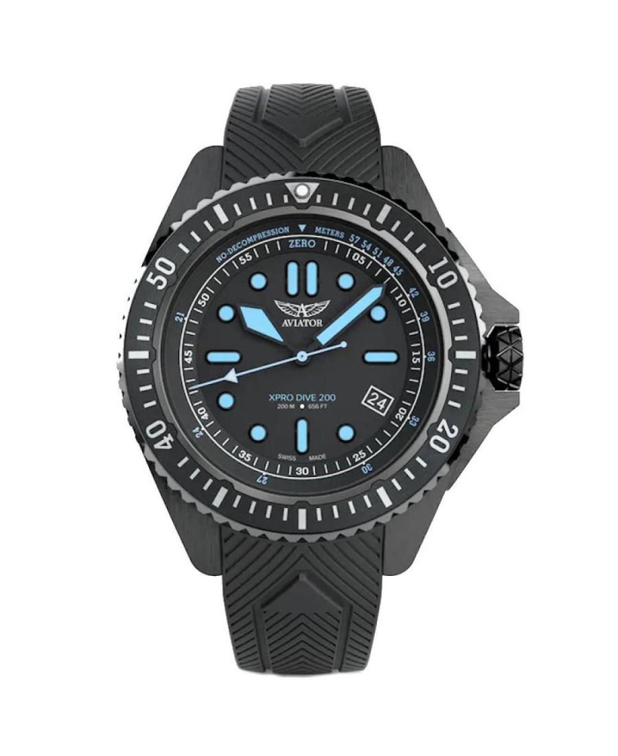 Vyriškas Sportinis Diver Swiss Kvarcinis Rodyklinis Watch AVIATOR V.1.42.5.377.6 Mėlyna Dial 42.8mm