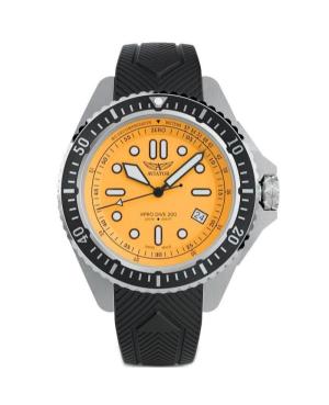Men Sports Diver Swiss Quartz Analog Watch AVIATOR V.1.42.0.375.6 Orange Dial 42.8mm