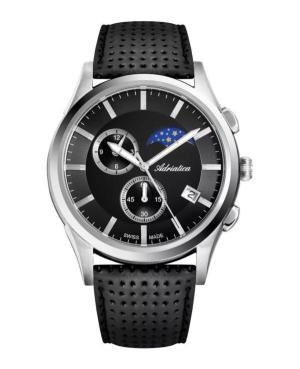 Men Classic Analog Swiss Quartz Watch Chronograph ADRIATICA Černá Dial 46mm A8282.5214CH