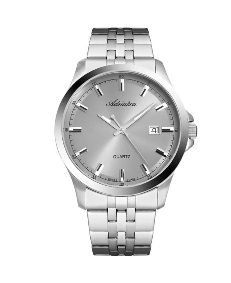 Men Classic Analog Klasické Swiss Quartz Watch ADRIATICA Silver color Dial 42mm A8304.5117QA