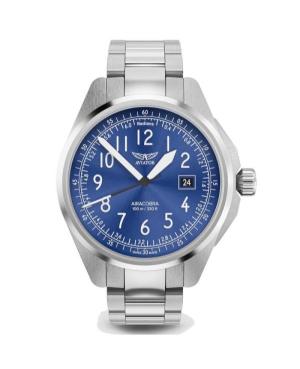 Men Classic Swiss Quartz Analog Watch AVIATOR V.1.38.0.325.5 Blue Dial 42.8mm
