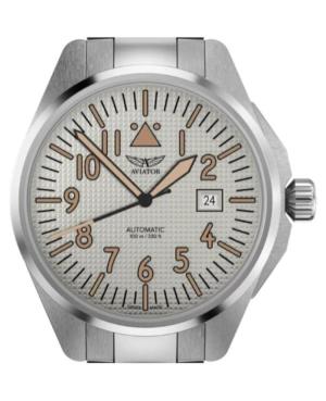 Men Classic Luxury Swiss Automatic Analog Watch AVIATOR V.3.39.0.336.5 Silver Dial 42.8mm image 2