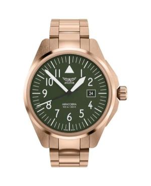 Men Klassisch Swiss Quartz Analog Watch AVIATOR V.1.38.2.319.5 Grün Dial 42.8mm