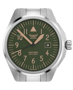 Men Klassisch Swiss Quartz Analog Watch AVIATOR V.1.38.0.330.5 Grün Dial 42.8mm image 1