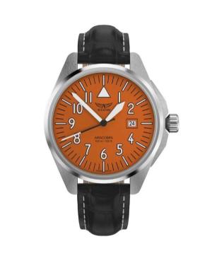 Men Klasické Swiss Quartz Analog Watch AVIATOR V.1.38.0.321.4 Oranžová Dial 42.8mm