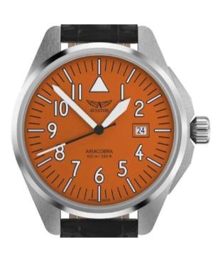 Men Klassisch Swiss Quartz Analog Watch AVIATOR V.1.38.0.321.4 Orange Dial 42.8mm image 3