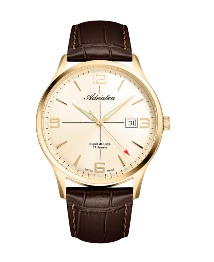 Men Classic Analog Swiss Automatic Watch ADRIATICA Gold color Dial 42mm A8331.1B51M