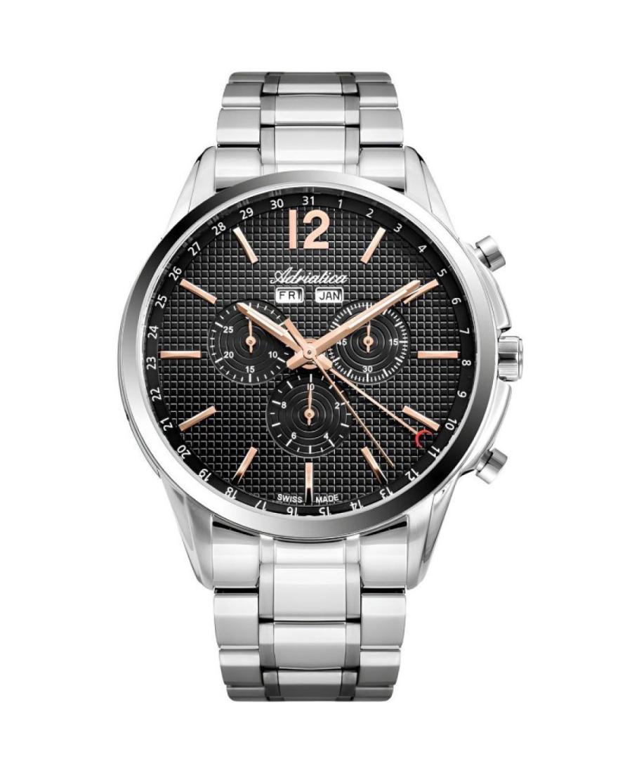 Men Classic Analog Classic Swiss Quartz Watch Chronograph ADRIATICA Black Dial 45mm A8283.51R6CH
