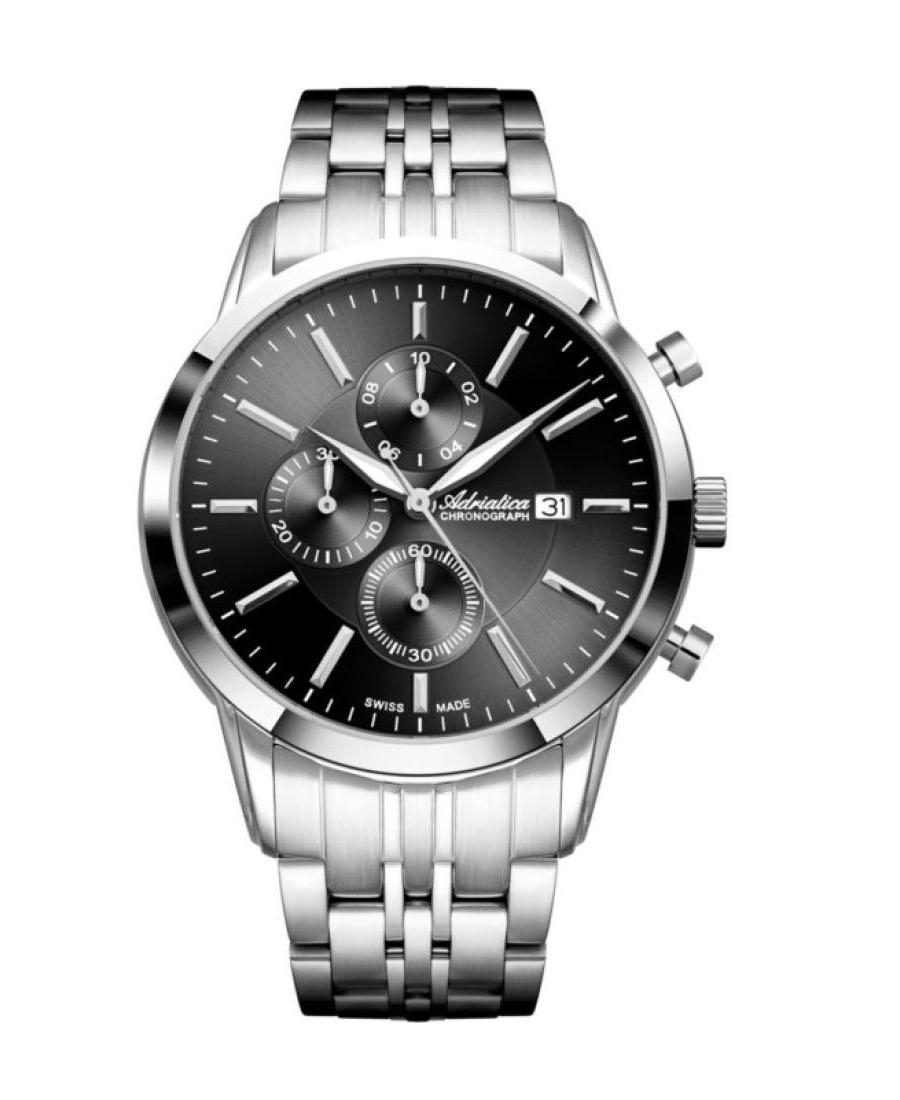 Men Classic Analog Swiss Quartz Watch Chronograph ADRIATICA Černá Dial 42mm A8306.5114CH