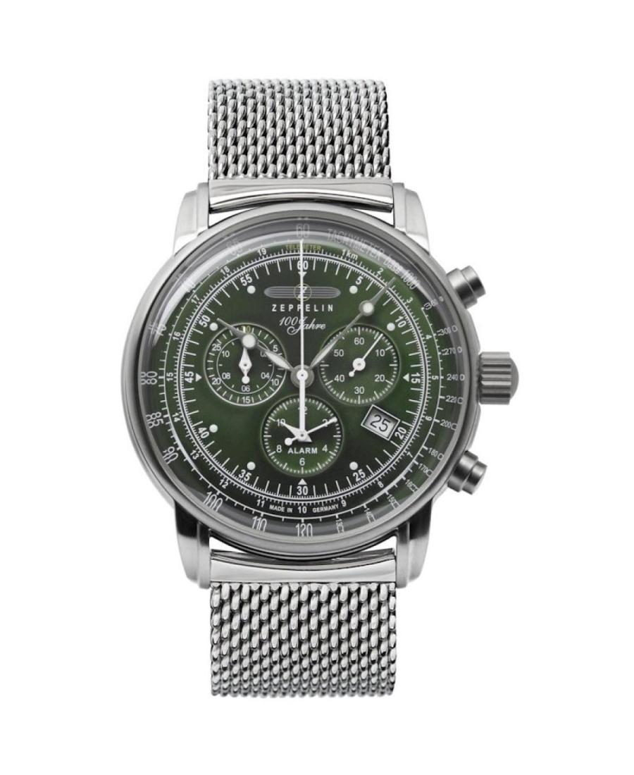 Men Classic Quartz Analog Watch Chronograph ZEPPELIN 8680M-4 Green Dial 43mm