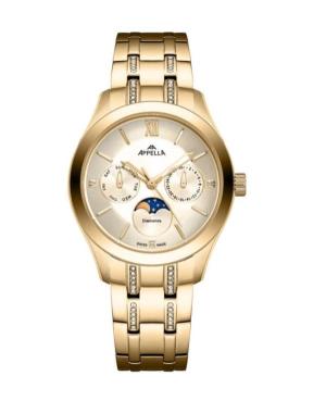 Moteriškas Classic Analog Swiss Kvarcinis Watch APPELLA Gold color Dial 36mm L50021.1161DQF