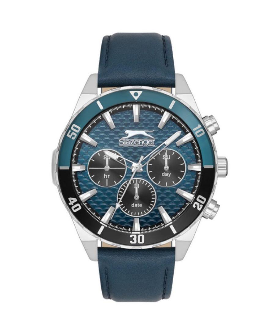 Men Klassisch Quartz Analog Watch SLAZENGER SL.9.2237.2.05 Blau Dial 45mm