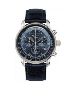 Men Classic Quartz Analog Watch Chronograph ZEPPELIN 7680-3 Blue Dial 43mm