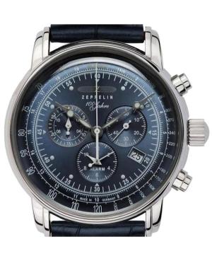 Men Klasické Quartz Analog Watch Chronograph ZEPPELIN 7680-3 Modrá Dial 43mm image 6