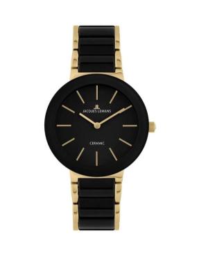 Men Klassisch Quartz Analog Watch JACQUES LEMANS 42-8E Schwarz Dial 40mm