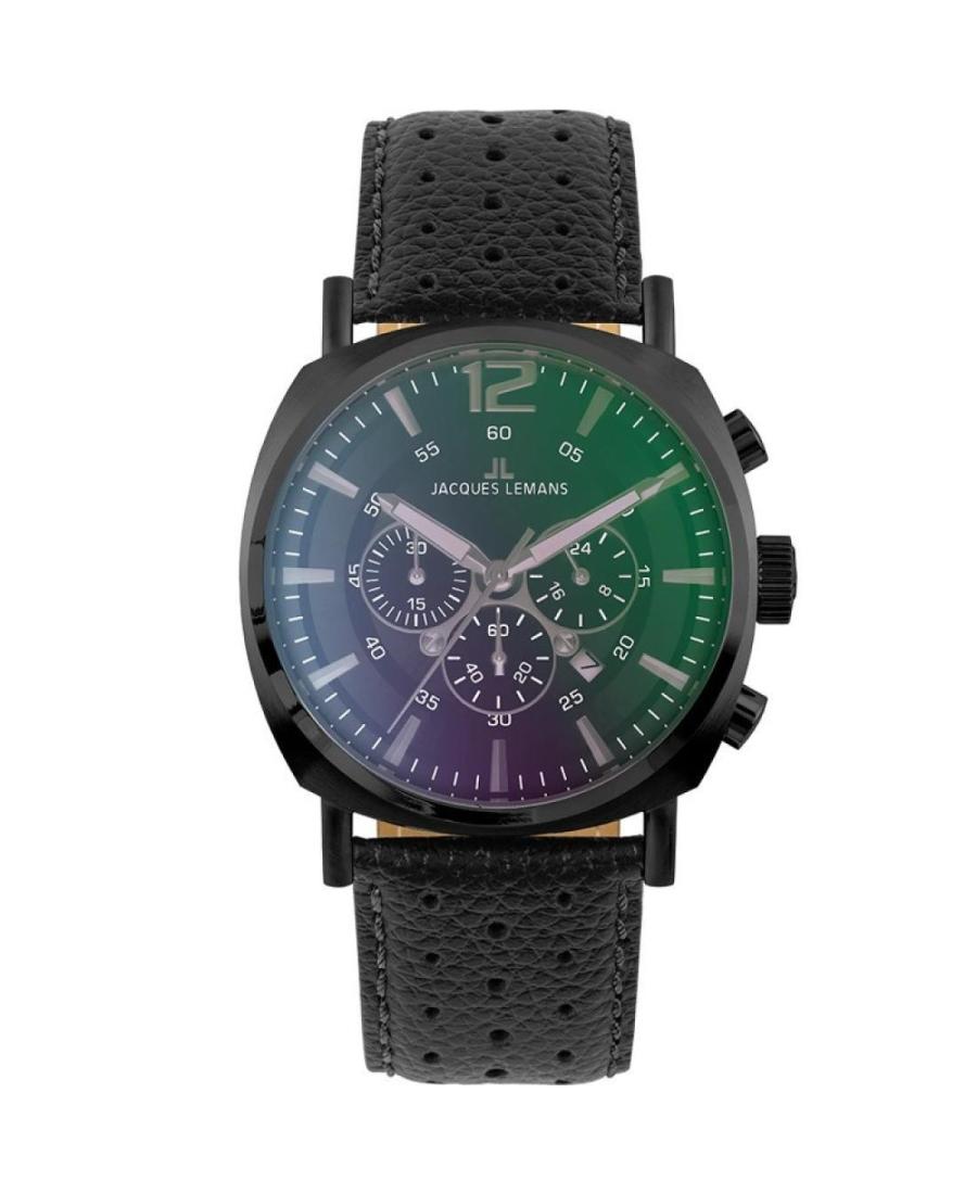 Men Functional Quartz Watch Chronograph JACQUES LEMANS 1-1645N Green Dial 46mm