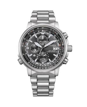 Vyriškas Sportinis Diver Japoniškas Elektroninis, Solar Rodyklinis Watch Chronograph CITIZEN AT8300-58E Silver color Dial 41mm
