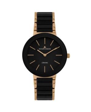 Women Klasické Quartz Analog Watch JACQUES LEMANS 42-7C Černá Dial 33.8mm