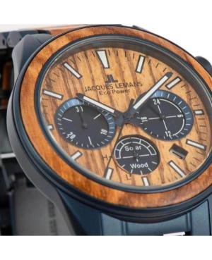 Мужские Классические Спортивные Eco-Drive Часы Хронограф JACQUES LEMANS 1-2115P Коричневый Циферблат 44mm изображение 4