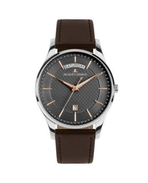 Men Classic Quartz Analog Watch JACQUES LEMANS 1-2193D Silver color Dial 40mm